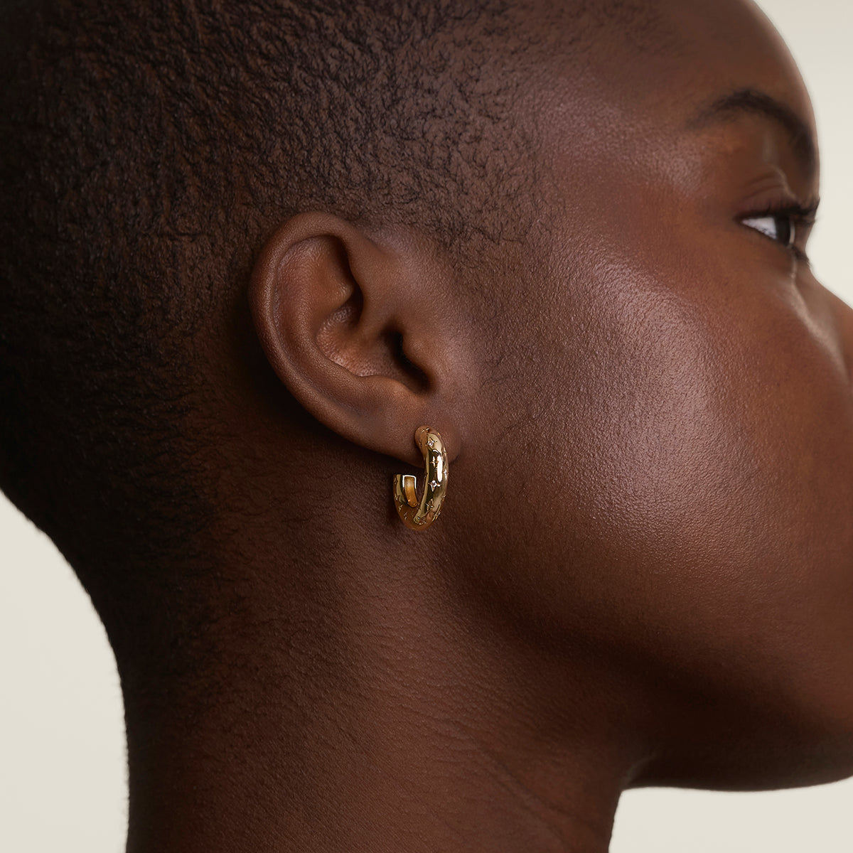 Cosmic Star Dome Hoops in Gold-Astrid & Miyu