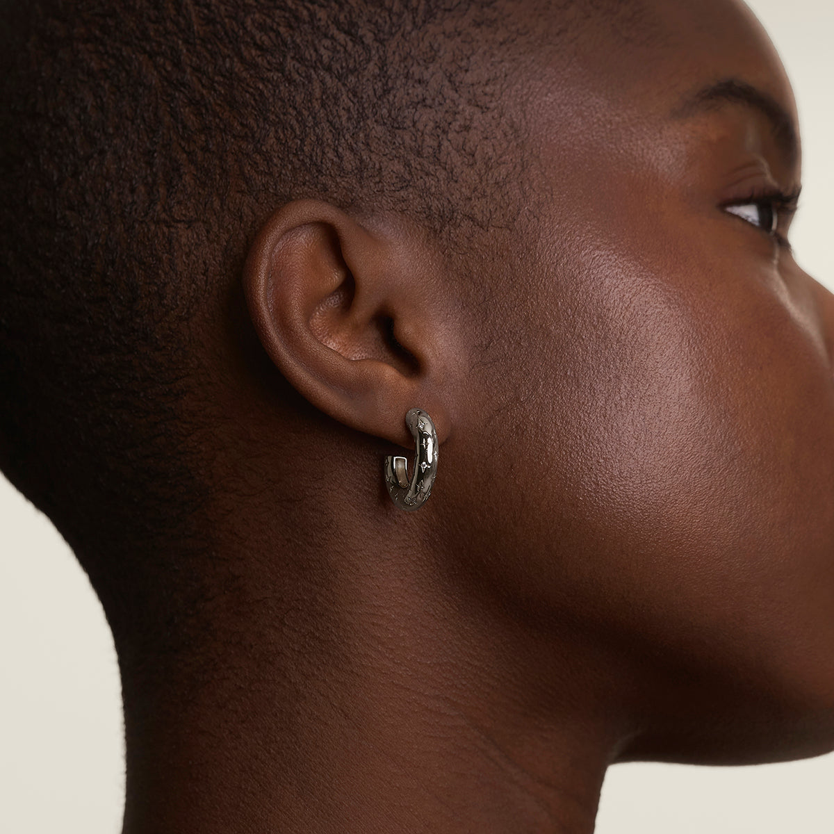 Cosmic Star Dome Hoops in Silver-Astrid & Miyu
