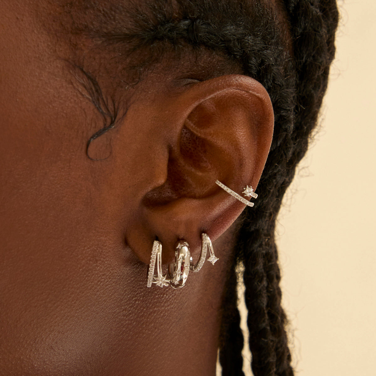 Earrings - Cosmic Dome Small Hoops in Silver - Hoop Earrings - Astrid & Miyu