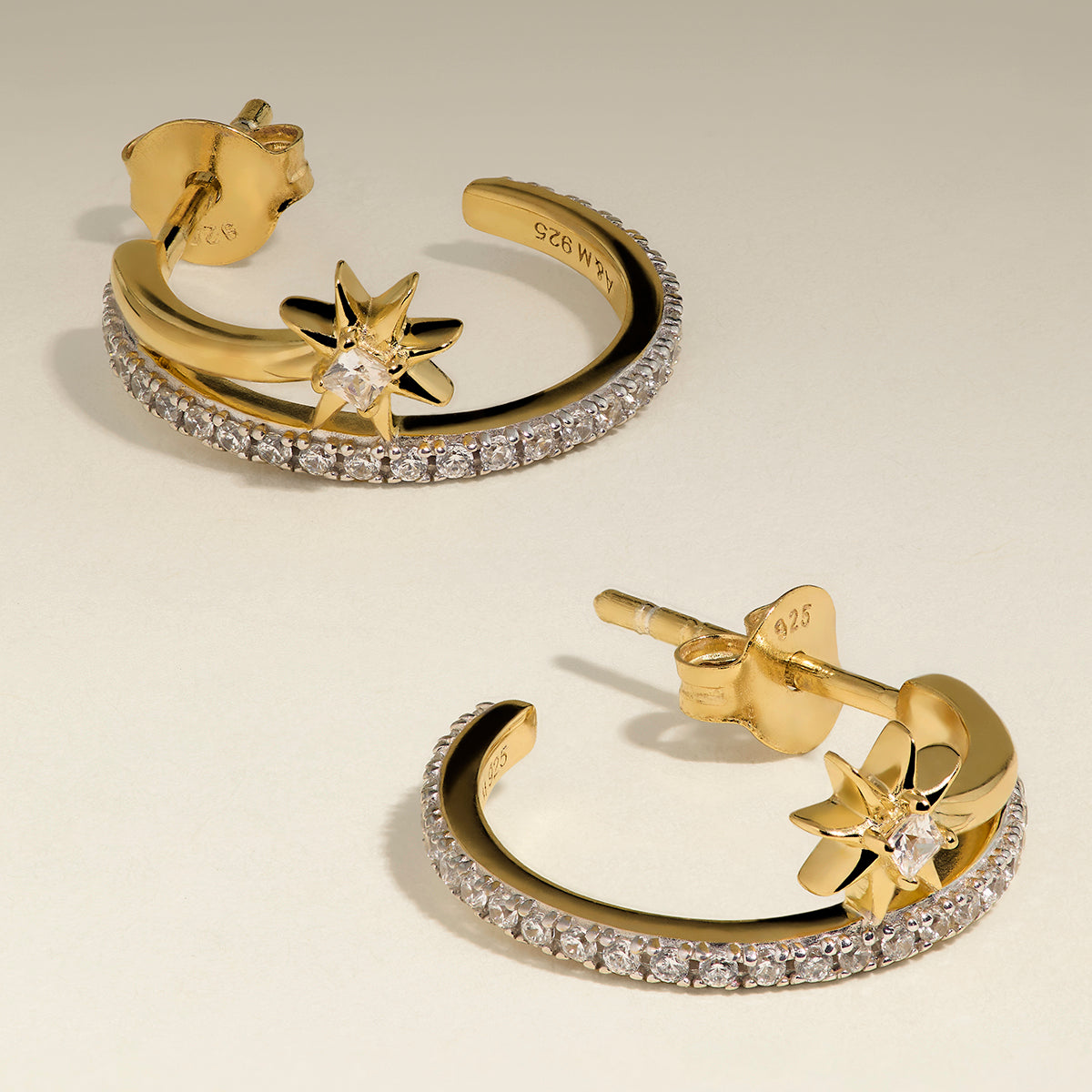 Cosmic Illusion Crystal Hoops in Gold-Astrid & Miyu