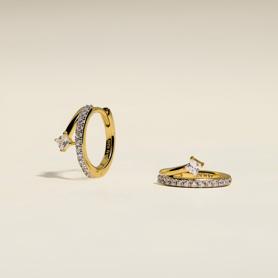 Pavé Crystal Illusion Huggies in Gold-Astrid & Miyu