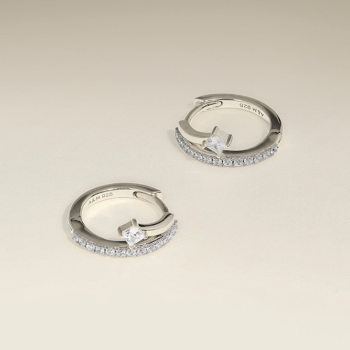 Pavé Crystal Illusion Huggies in Silver-Astrid & Miyu