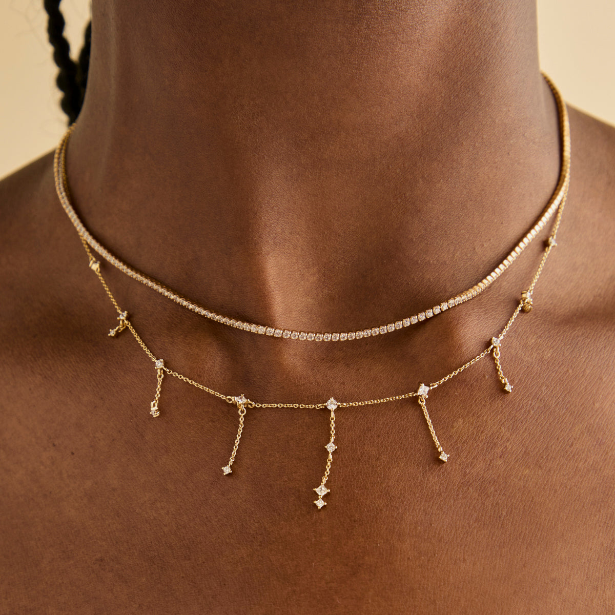 18k Gold Plated Jewellery - Cosmic Charm Drop Necklace in Gold - Necklaces - Astrid & Miyu
