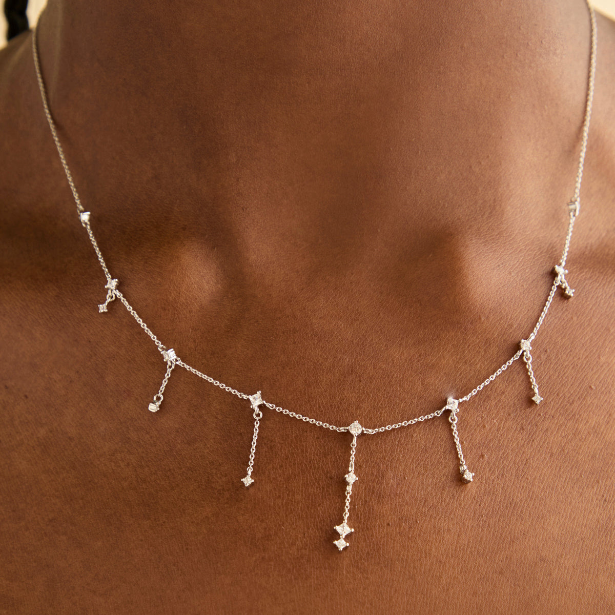 Necklaces & Bracelets - Cosmic Charm Drop Necklace in Silver - Necklaces - Astrid & Miyu
