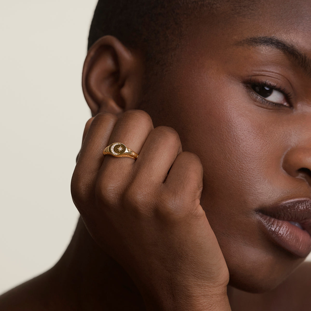 Cosmic Signet Ring in Gold-Astrid & Miyu