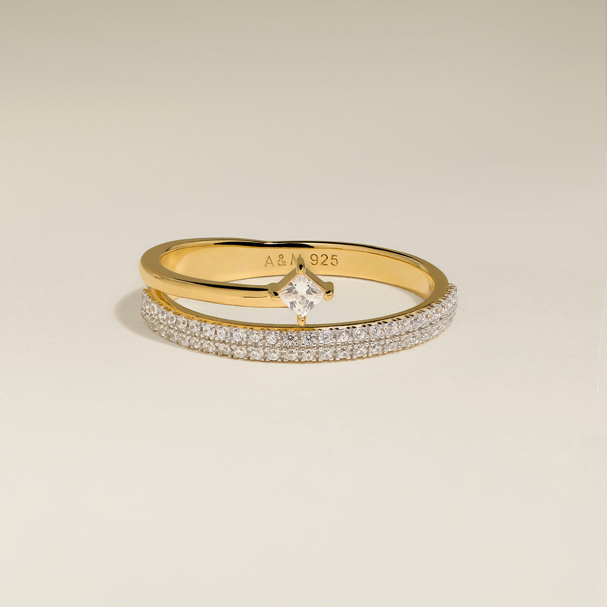 Pavé Crystal Illusion Ring in Gold-Astrid & Miyu