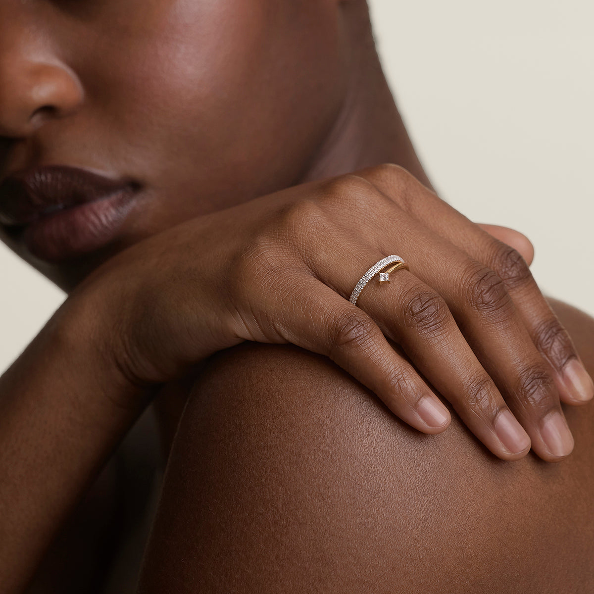 Pavé Crystal Illusion Ring in Gold-Astrid & Miyu