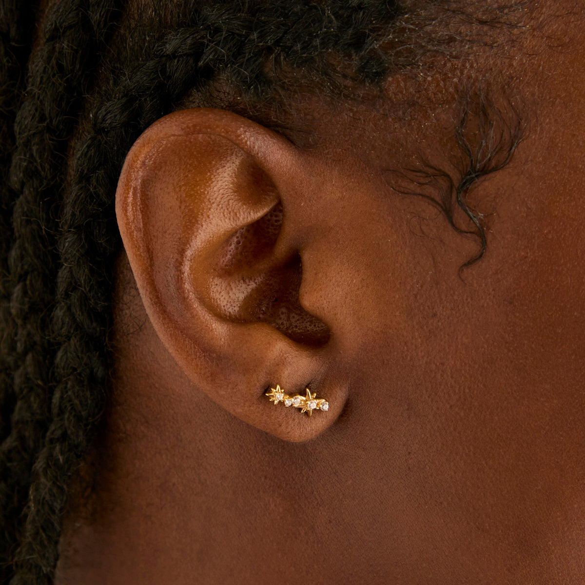 18k Gold Plated Jewellery - Cosmic Crystal Climber Stud Earrings in Gold - Stud Earrings - Astrid & Miyu