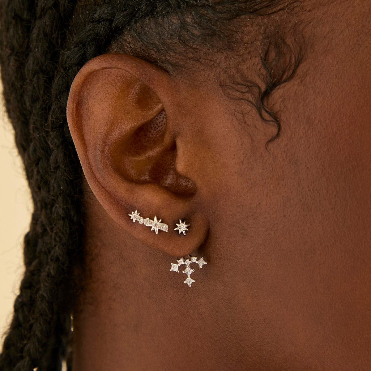 Climber Earrings - Cosmic Crystal Climber Stud Earrings in Silver - Stud Earrings - Astrid & Miyu