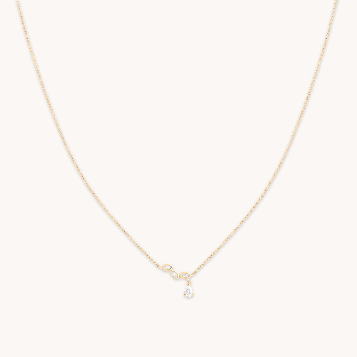 Gold Necklaces - Diamond Marquise Drop Pendant Necklace in Solid Gold - Pendant Necklaces - Astrid & Miyu
