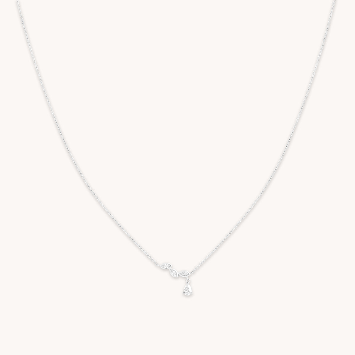 Gold Necklaces - Diamond Marquise Drop Pendant Necklace in Solid White Gold - Pendant Necklaces - Astrid & Miyu