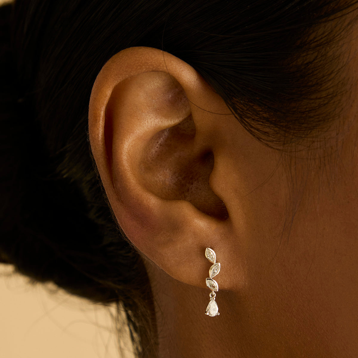 Earrings - Diamond Marquise Drop Studs in Solid White Gold - Stud Earrings - Astrid & Miyu