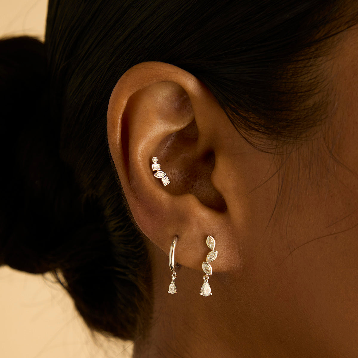 Earrings - Diamond Marquise Drop Studs in Solid White Gold - Stud Earrings - Astrid & Miyu