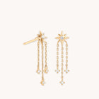 Earrings - Shooting Star Chain Drop Studs in Solid Gold - Stud Earrings - Astrid & Miyu