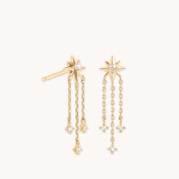 Earrings - Shooting Star Chain Drop Studs in Solid Gold - Stud Earrings - Astrid & Miyu