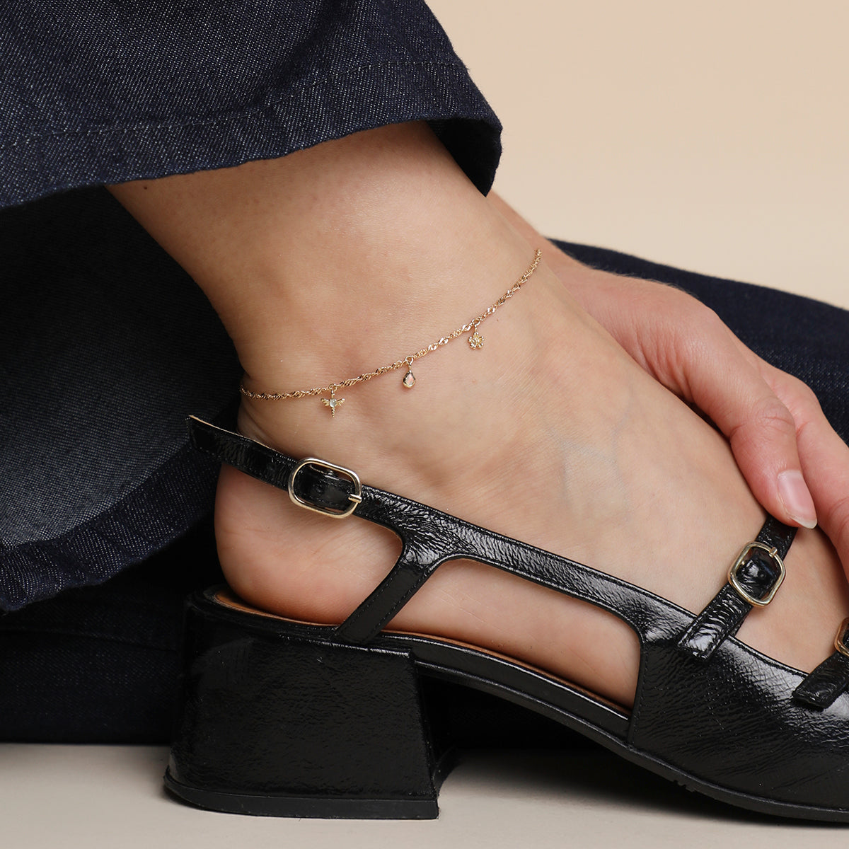 Bold Astrid Chain Anklet in Solid Gold-Astrid & Miyu