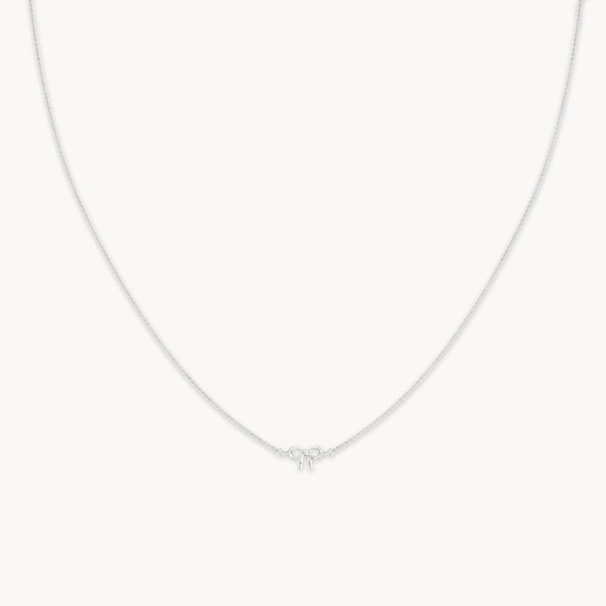 Charm Necklaces - Bow Charm Necklace in Solid White Gold - Charm Necklace - Astrid & Miyu