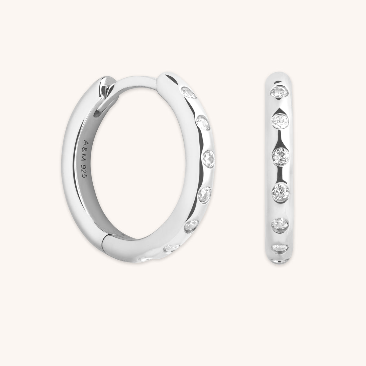 Crystal Set Hoops in Silver-Astrid & Miyu