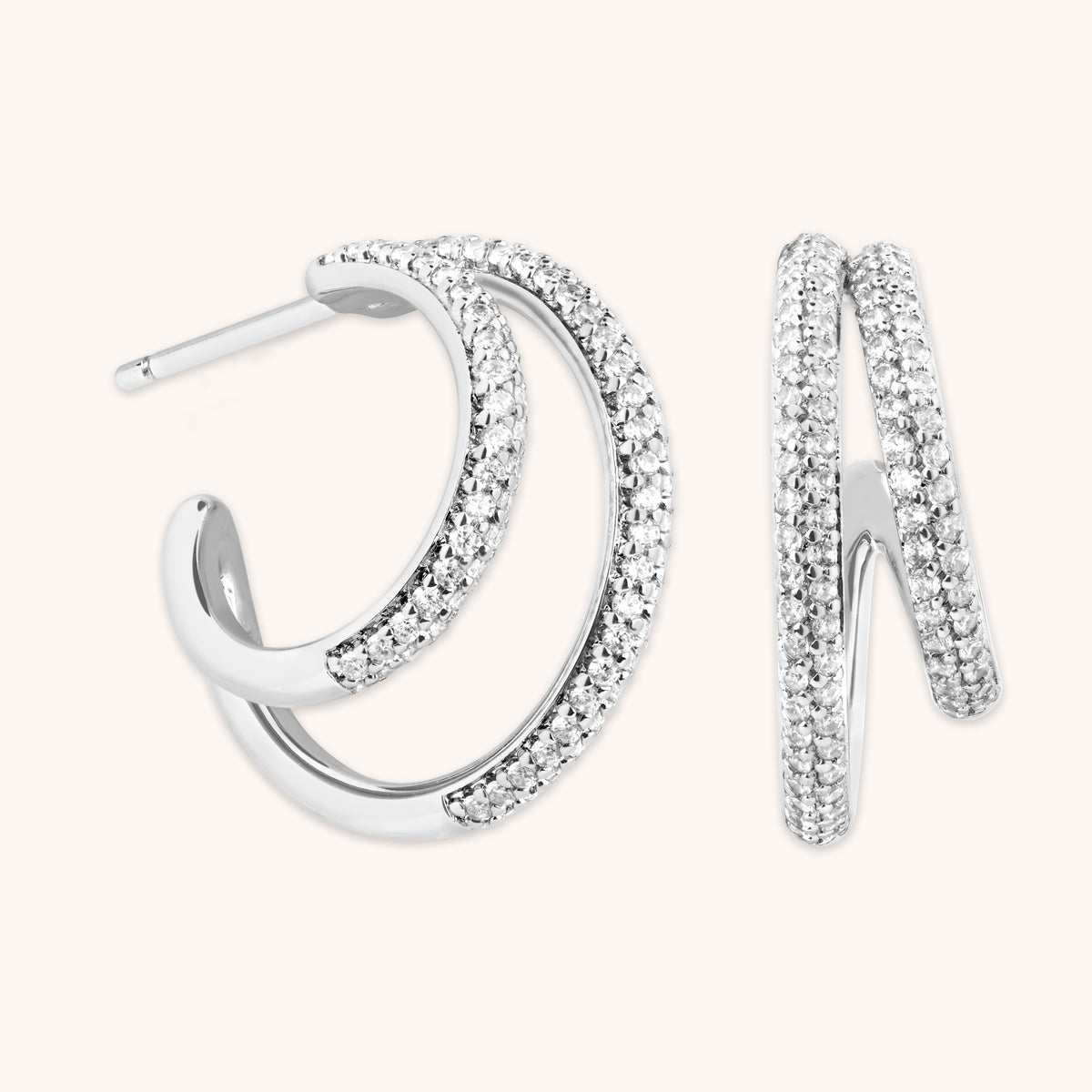 Pavé Illusion Hoops in Silver-Astrid & Miyu