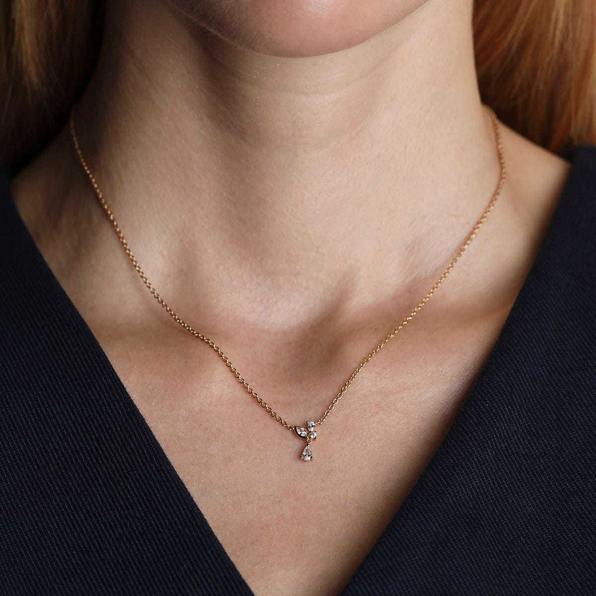 Crystal Cluster Pendant Necklace in Gold-Astrid & Miyu