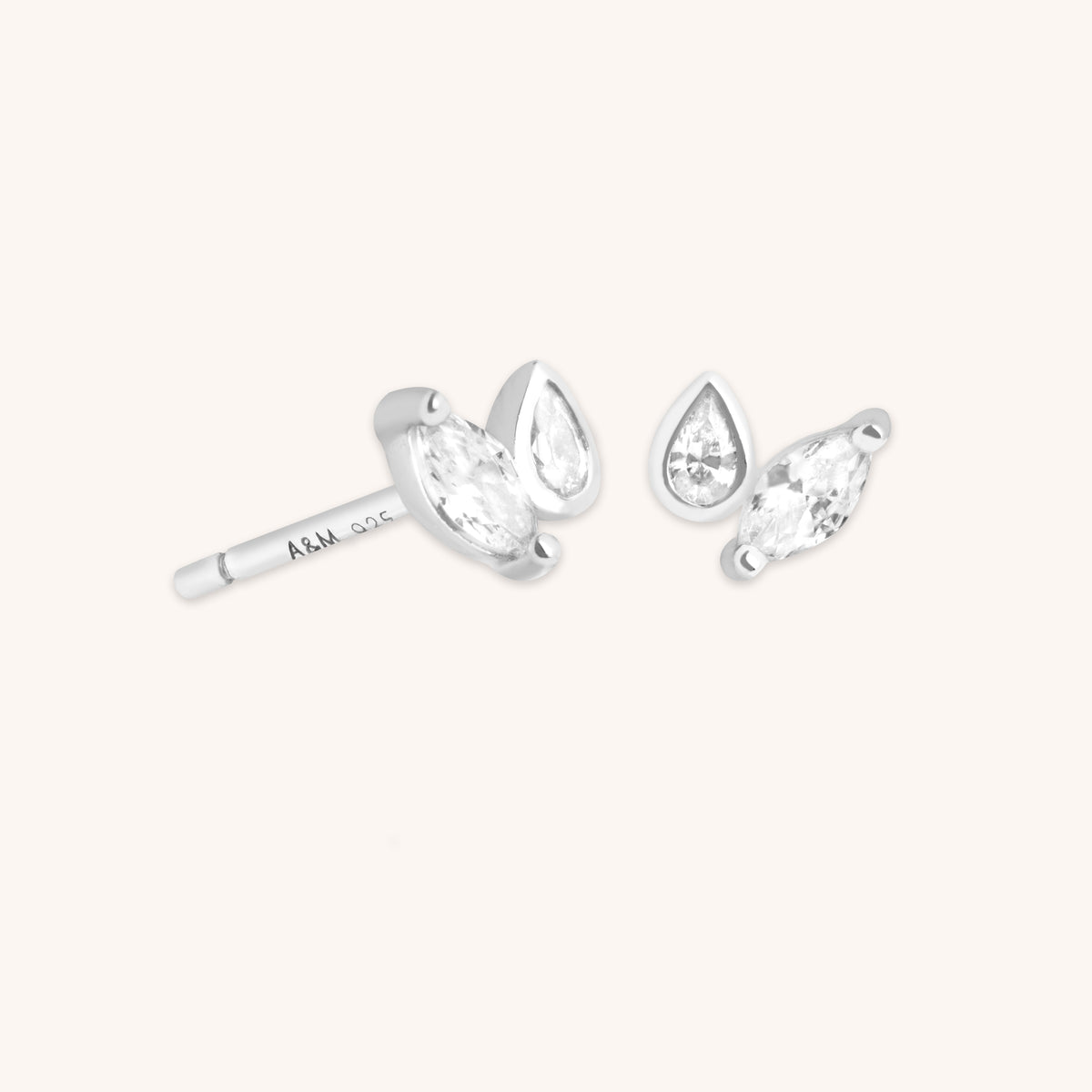 Crystal Duo Studs in Silver-Astrid & Miyu