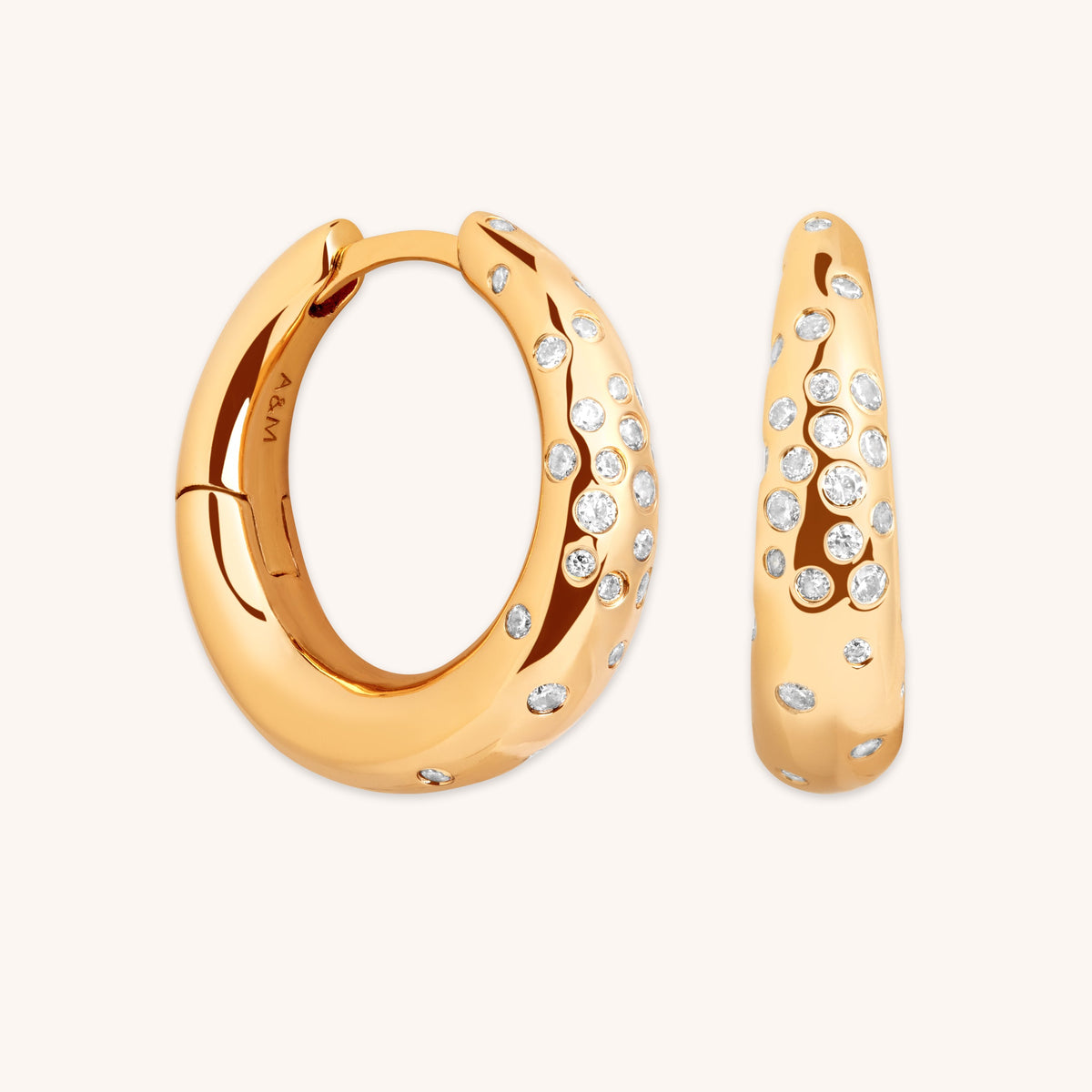 Crystal Scatter Dome Hoop in Gold-Astrid & Miyu