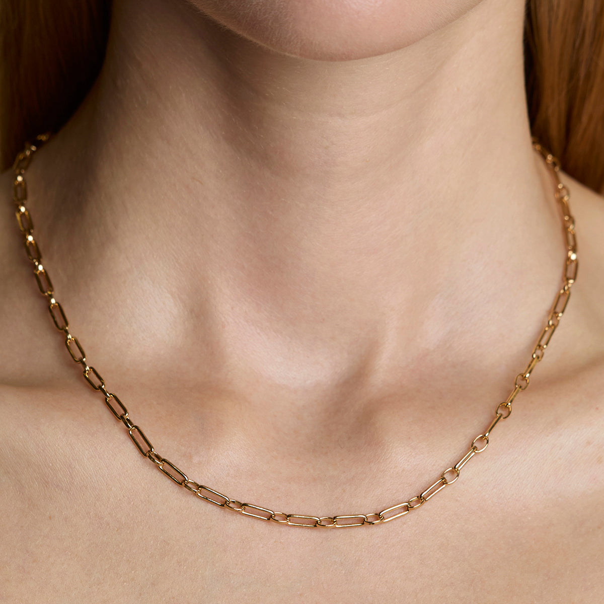 Paperclip Chain Necklace in Gold-Astrid & Miyu