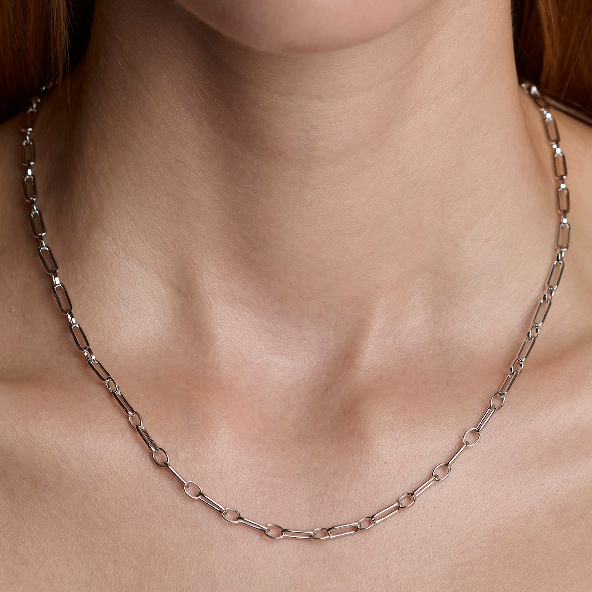 Paperclip Chain Necklace in Silver-Astrid & Miyu