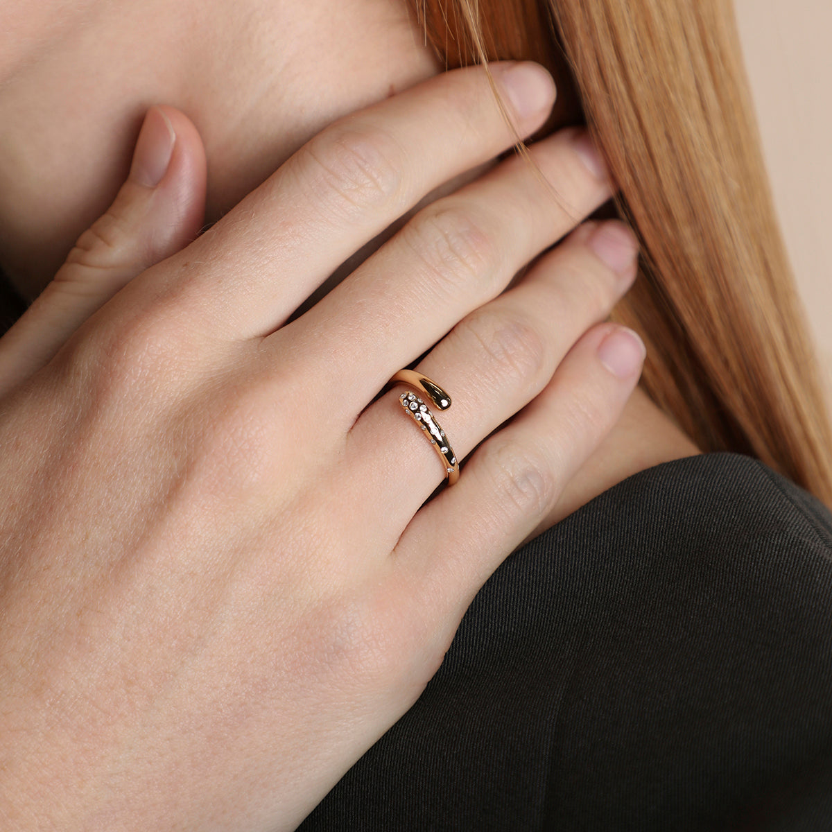 Crystal Scatter Dome Ring in Gold-Astrid & Miyu