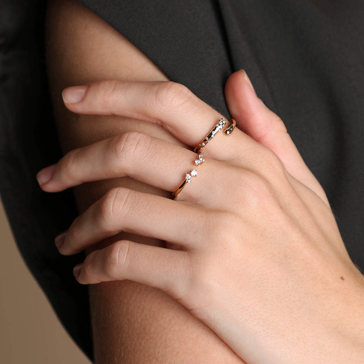 Crystal Trail Open Ring in Gold-Astrid & Miyu