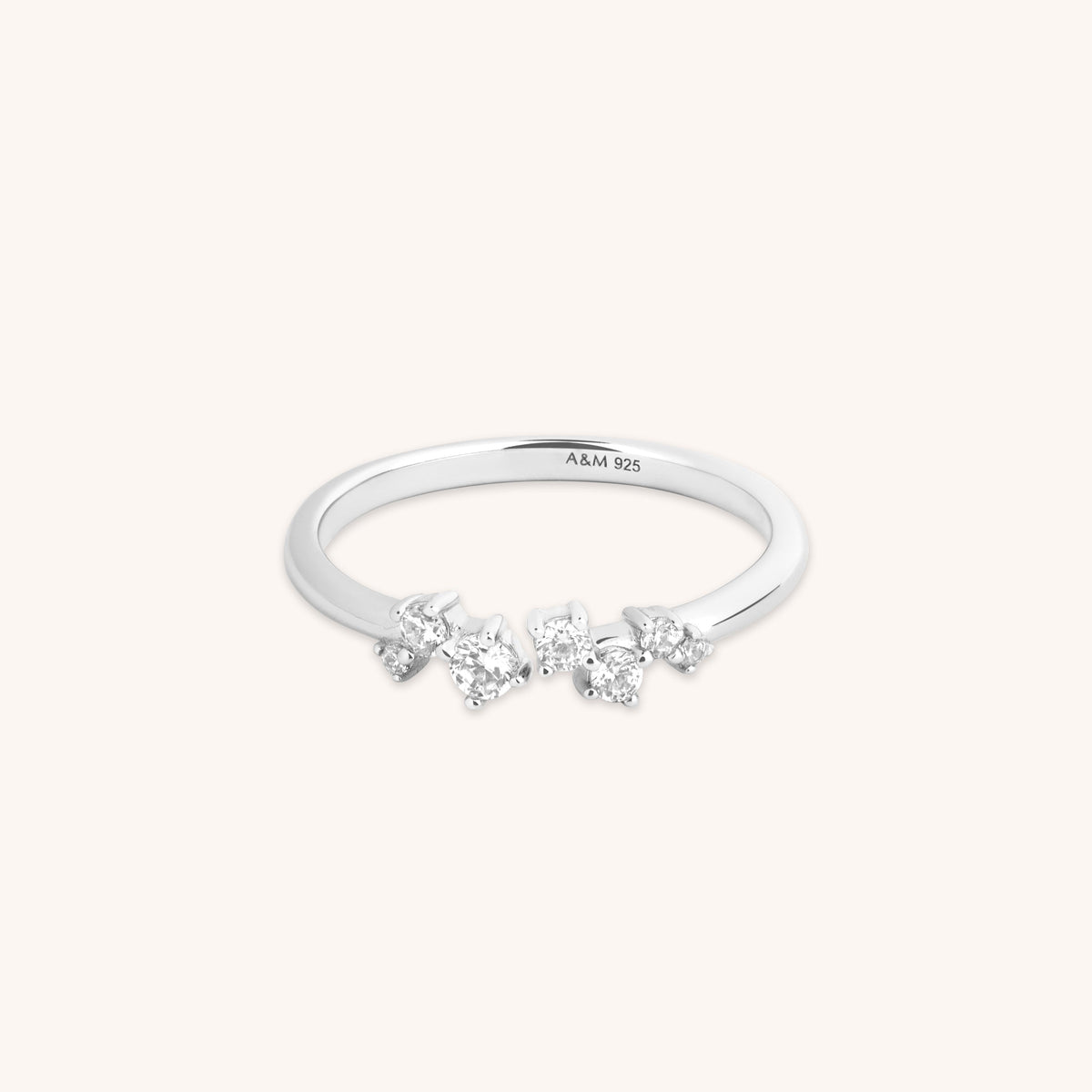Crystal Trail Open Ring in Silver-Astrid & Miyu