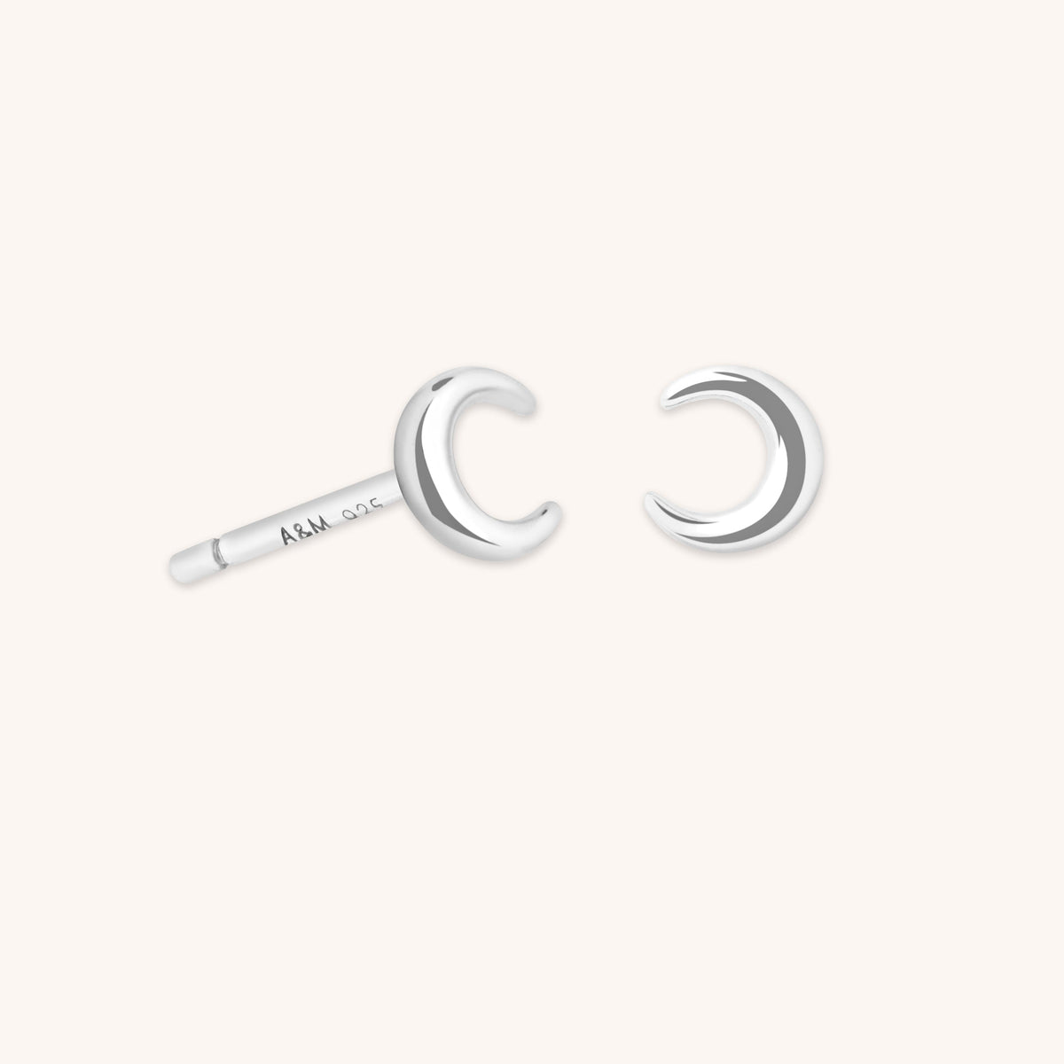Crescent Moon Studs in Silver-Astrid & Miyu