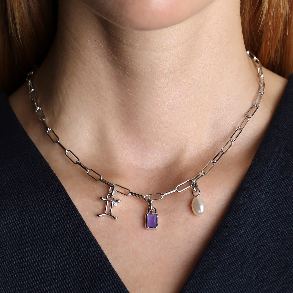 Bold Piccadilly Chain Necklace in Silver-Astrid & Miyu