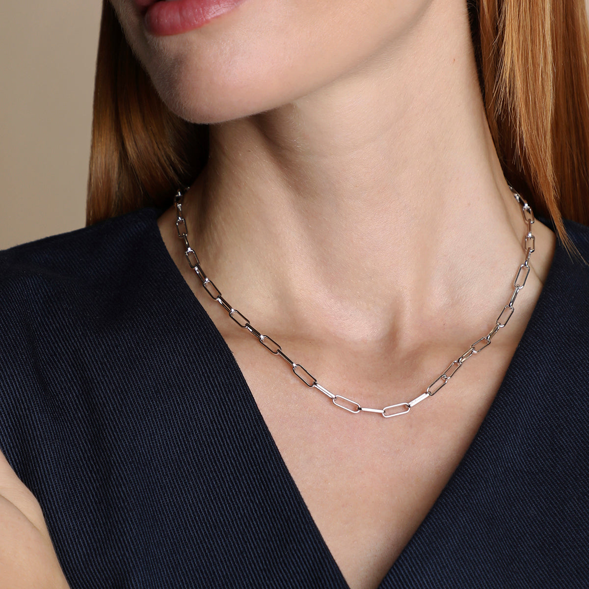 Bold Piccadilly Chain Necklace in Silver-Astrid & Miyu