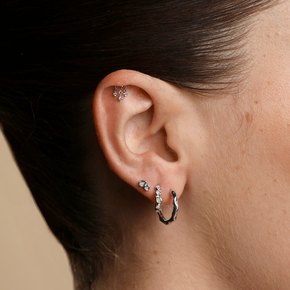 Cosmic Star Multi Charm Hidden Helix in Solid White Gold-Astrid & Miyu