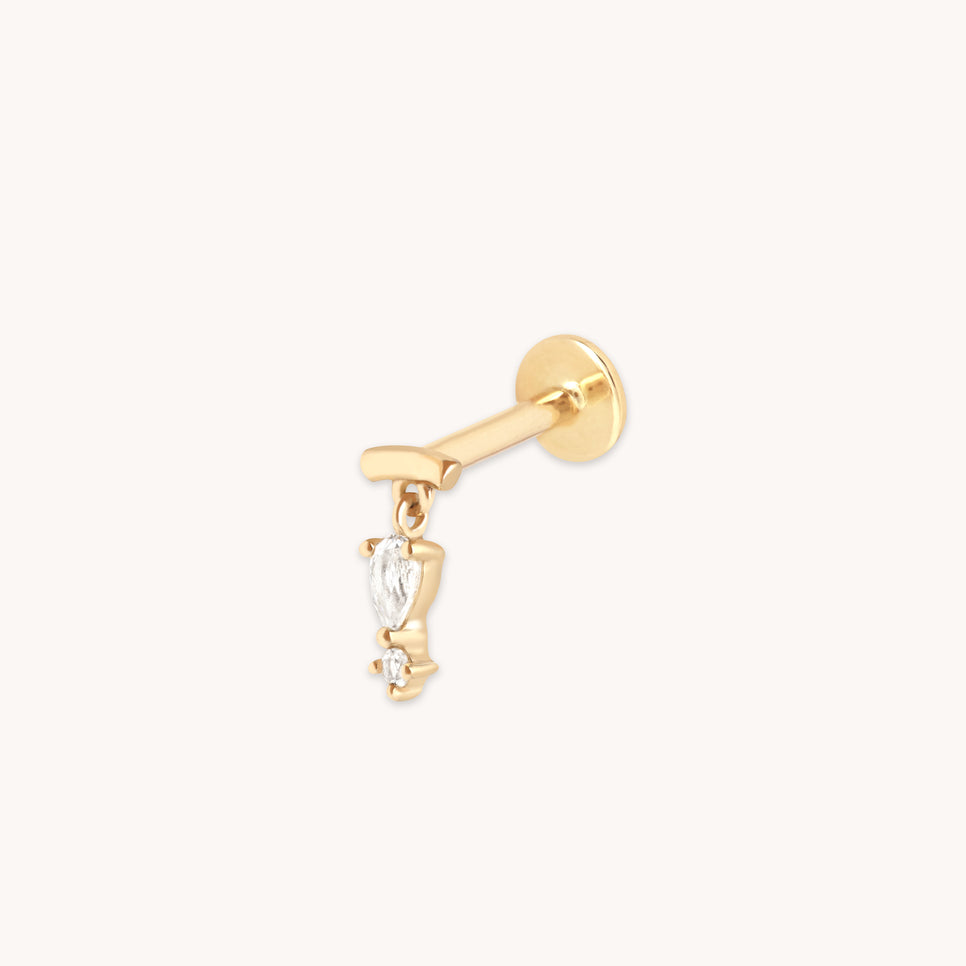 Pear Charm Hidden Helix in Solid Gold-Astrid & Miyu