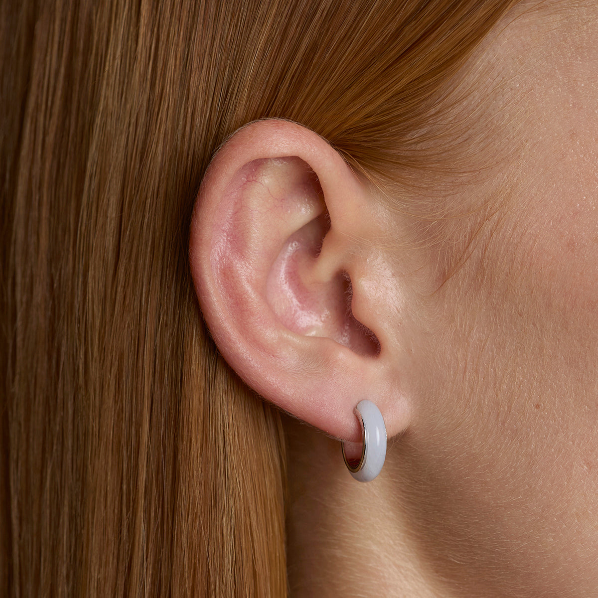 Blue Lace Agate Stone Hoops in Silver-Astrid & Miyu