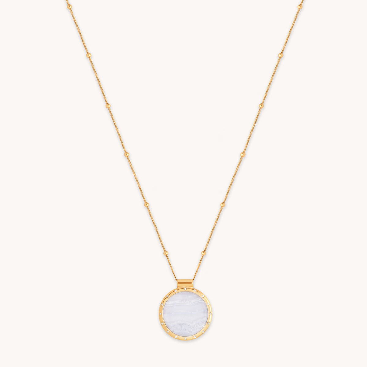 Blue Lace Agate Pendant Necklace in Gold-Astrid & Miyu