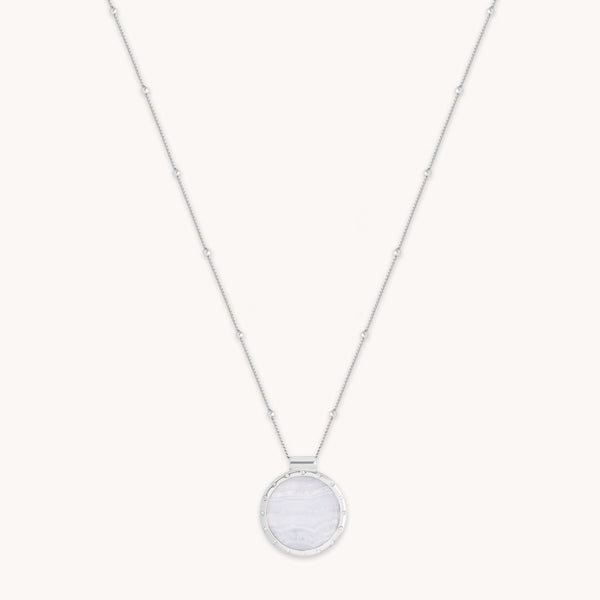 Blue Lace Agate Pendant Necklace in Silver-Astrid & Miyu