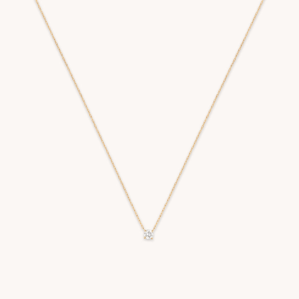 Diamond Solitaire Pendant Necklace in Solid Gold-Astrid & Miyu