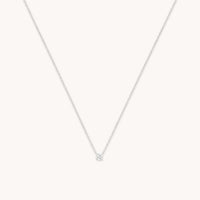 Diamond Solitaire Pendant Necklace in Solid White Gold-Astrid & Miyu