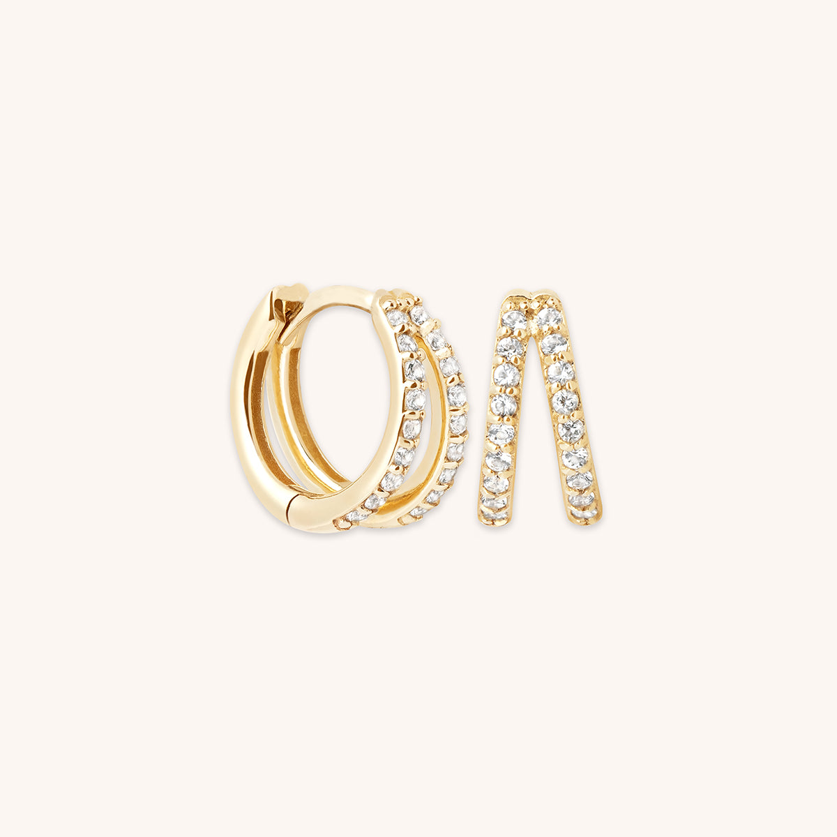 Diamond Pavé Illusion Huggies in Solid Gold-Astrid & Miyu