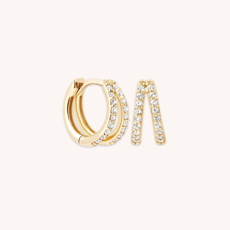 Diamond Pavé Illusion Huggies in Solid Gold-Astrid & Miyu