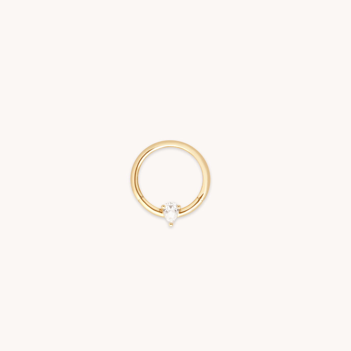 White Topaz Pear Daith Hoop in Solid Gold-Astrid & Miyu