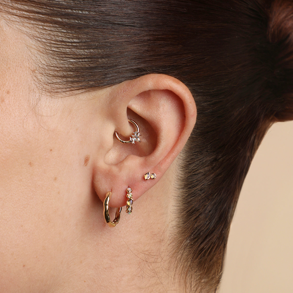 Topaz Marquise Fan Daith Hoop in Solid Gold-Astrid & Miyu