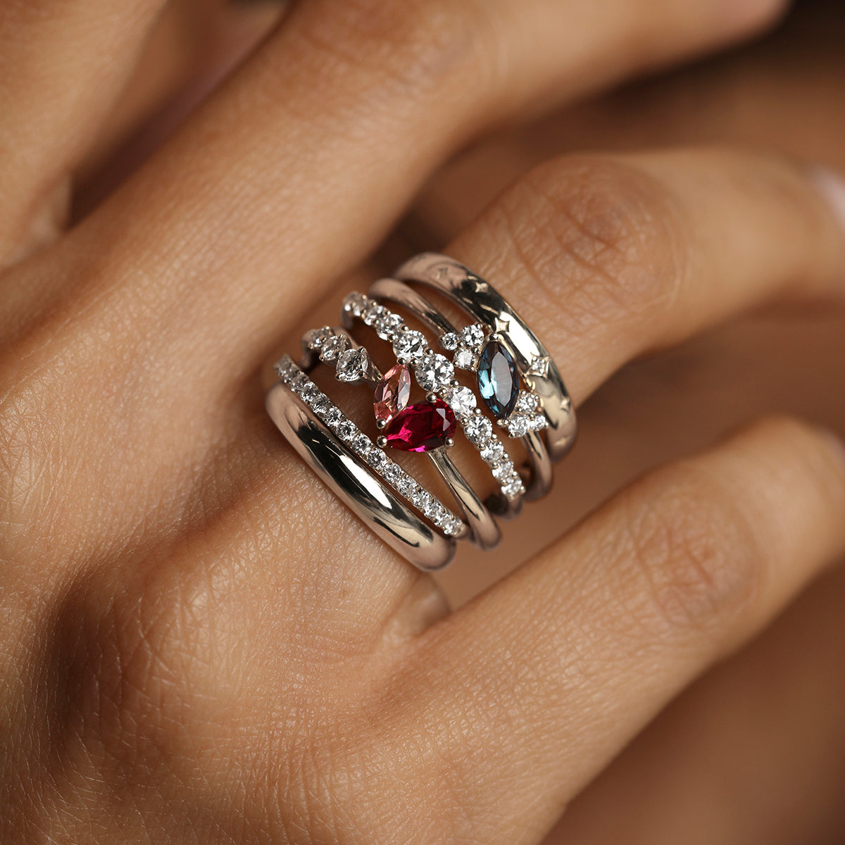 Illusion Diamond Milestone Ring in Solid White Gold-Astrid & Miyu