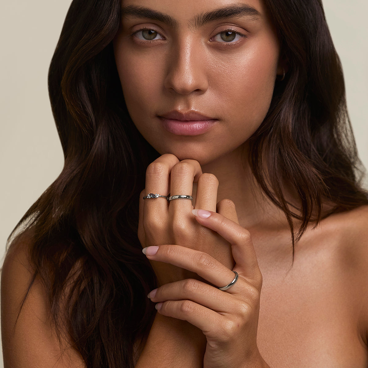 Alexandrite June Birthstone Milestone Ring in Solid White Gold-Astrid & Miyu