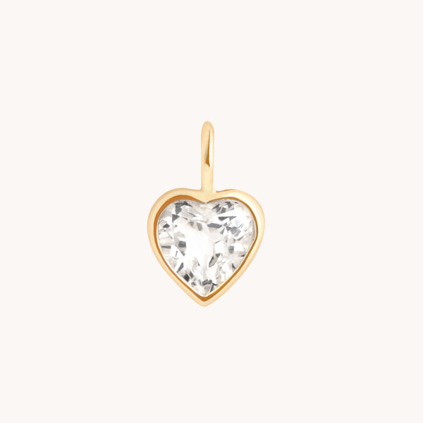 Motif Charms - Heart White Topaz Charm 9k Gold - Welding Charm - Astrid & Miyu