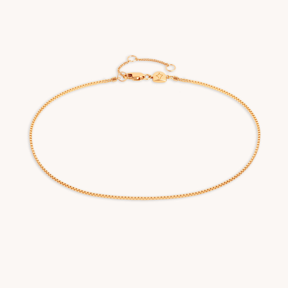Essential Box Chain Anklet in Gold-Astrid & Miyu