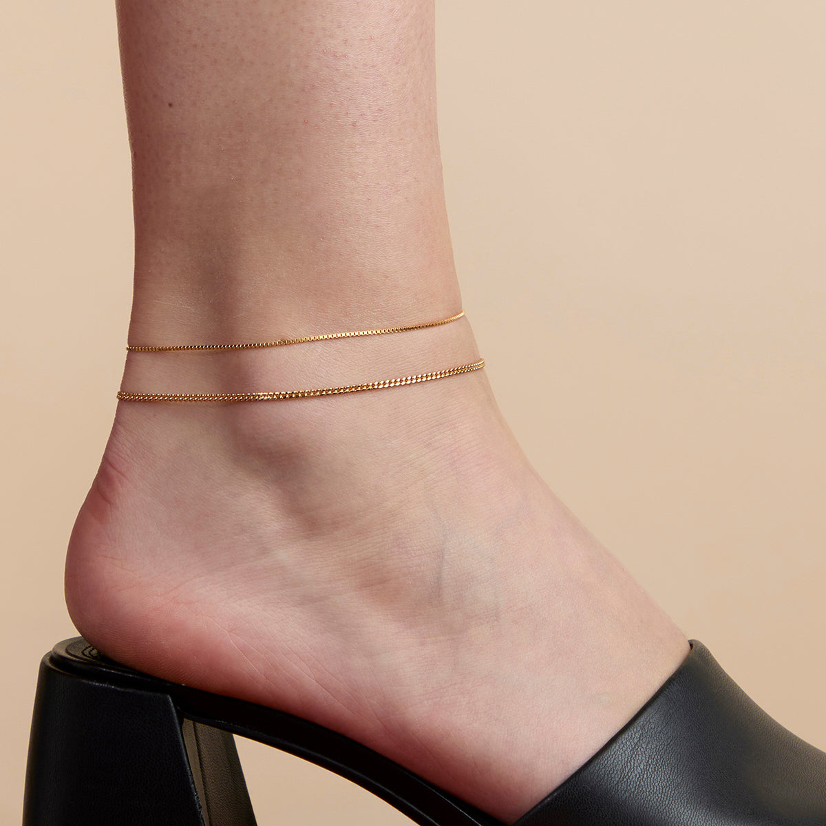 Essential Box Chain Anklet in Gold-Astrid & Miyu